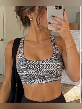 Lululemon Black & White Snake Print Strappy Sports Bra